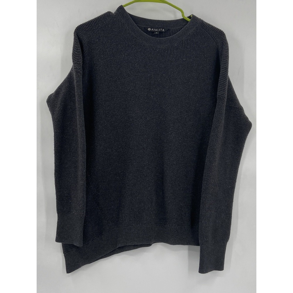 Athleta Rest Day Asymmetrical Crewneck Sweater Size M Pima Cotton Silk Pullover‎